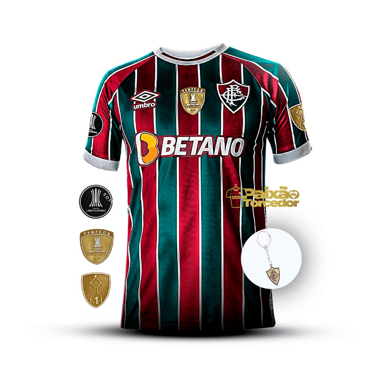 Camisa Fluminense I Titular 2023-24 - Patchs Campeão Libertadores 2023 -  Umbro Torcedor Masculina