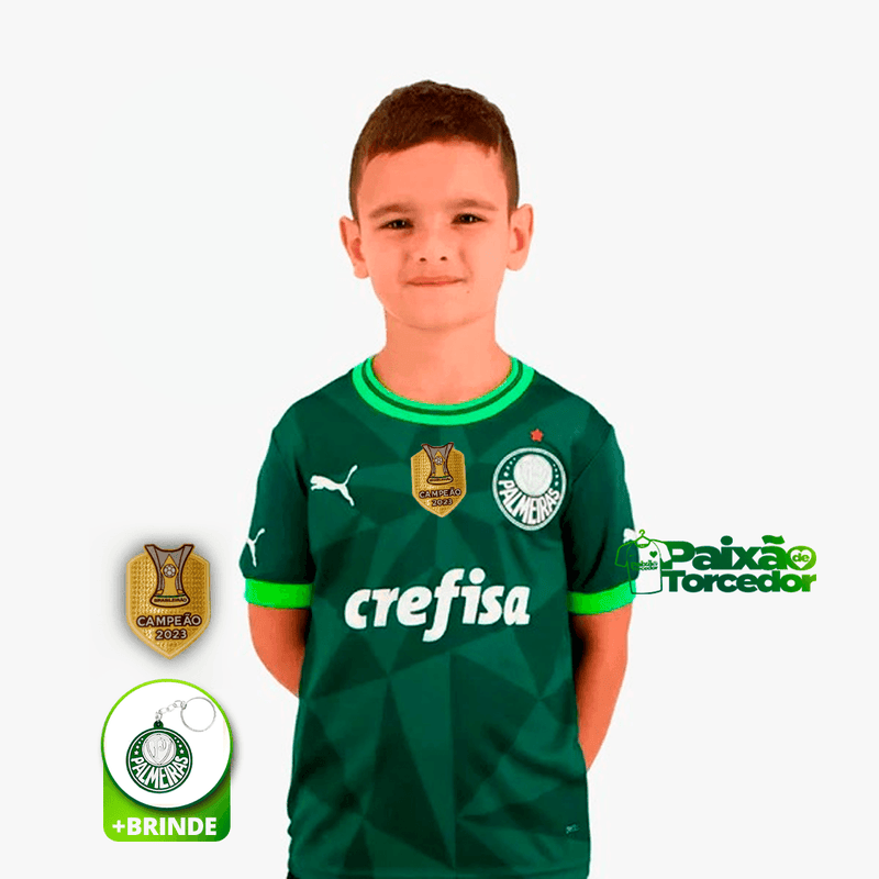 Kit Infantil Palmeiras I 2023-24  - Torcedor Puma - Patch Campeão Brasileiro 2023