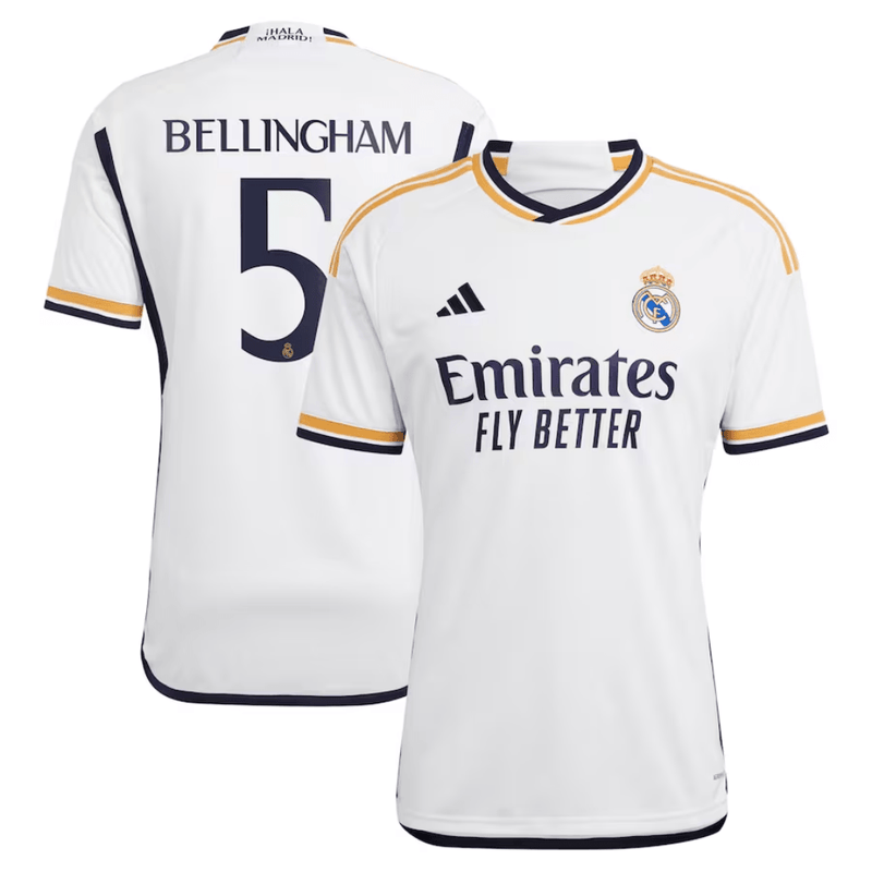 Camisa Real Madrid Titular 23/24 - Personalizada BELLINGHAM  Nº 5 - Adidas Torcedor Masculina