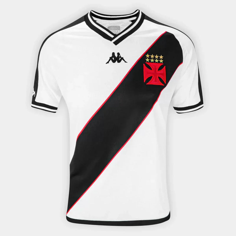 Camisa Vasco Away 24/25 Torcedor Kappa Feminina - Branco e Preto