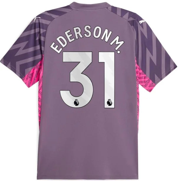 Camisa Manchester City Goleiro Vinho 23/24 - Personalizada EDERSON M. N° 31 - Puma Torcedor Masculina