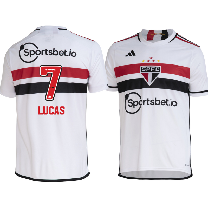 Camisa São Paulo Titular I 23/24 - Adidas Torcedor Masculina - Personalizada Lucas N°7