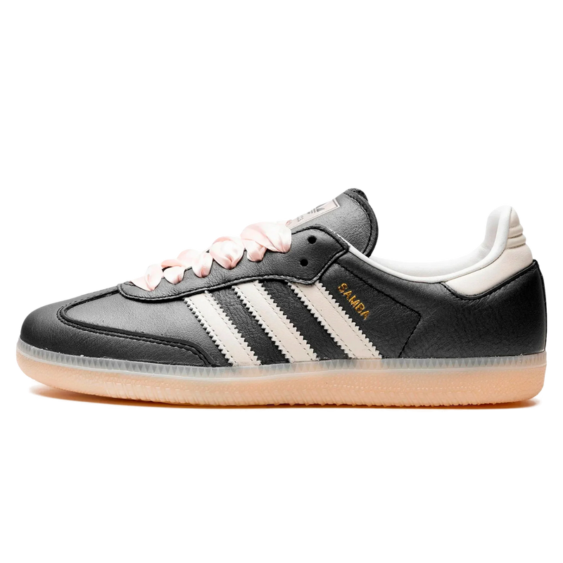 Tênis Adidas Samba OG Feminino "Black Pink Ribbon Laces" Preto