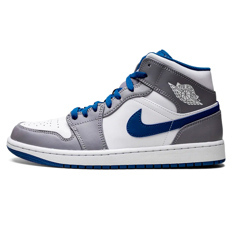 Tênis Air Jordan 1 Mid Masculino "True Blue" Cinza / Azul