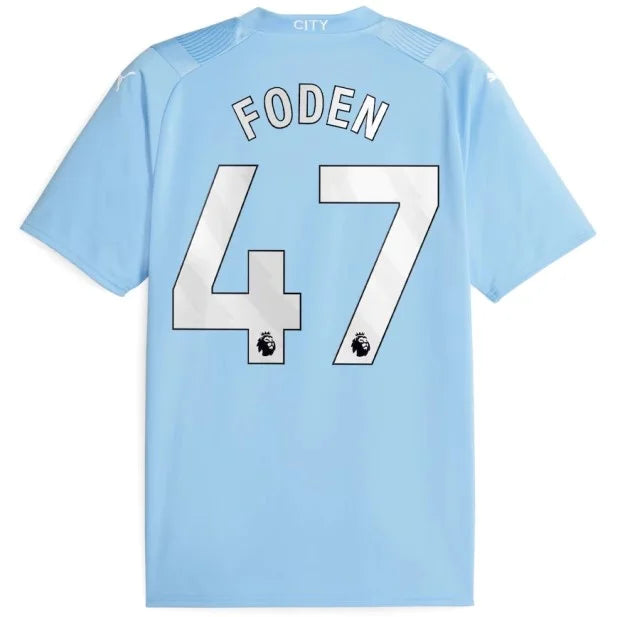 Camisa Manchester City Titular I 23/24 - Puma Torcedor Masculina Personalizada FODEN N°47